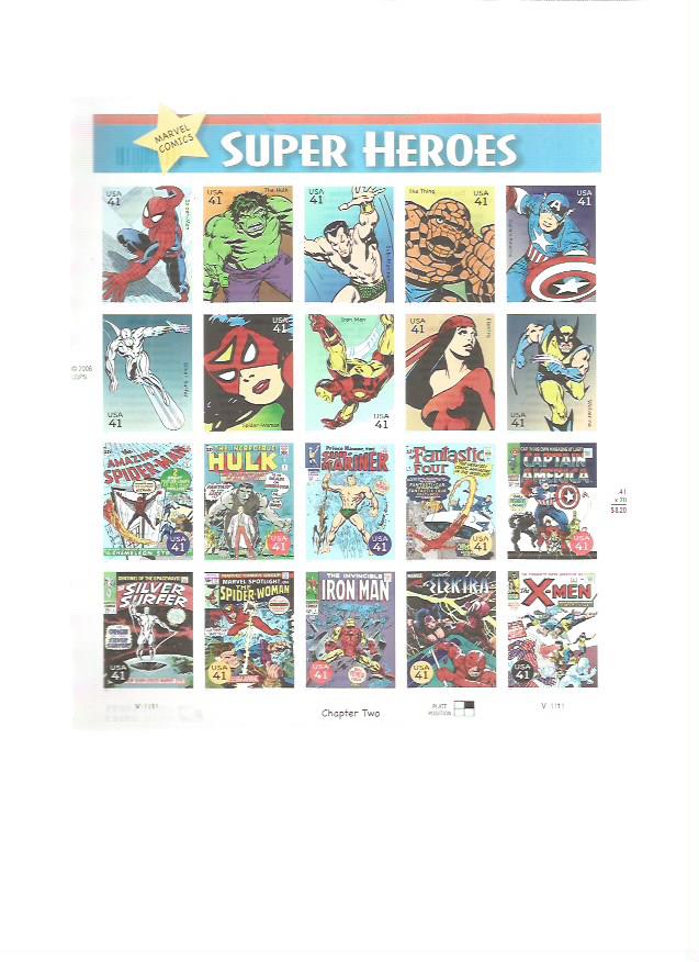 Foglietto Francobolli Stati Uniti Marvel Comics Super Heroes