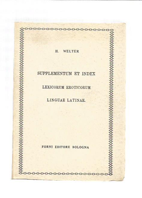 Supplementum Et Index Lexicorum Eroticorum
